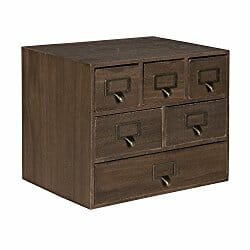 Apothecary style wooden desk drawer