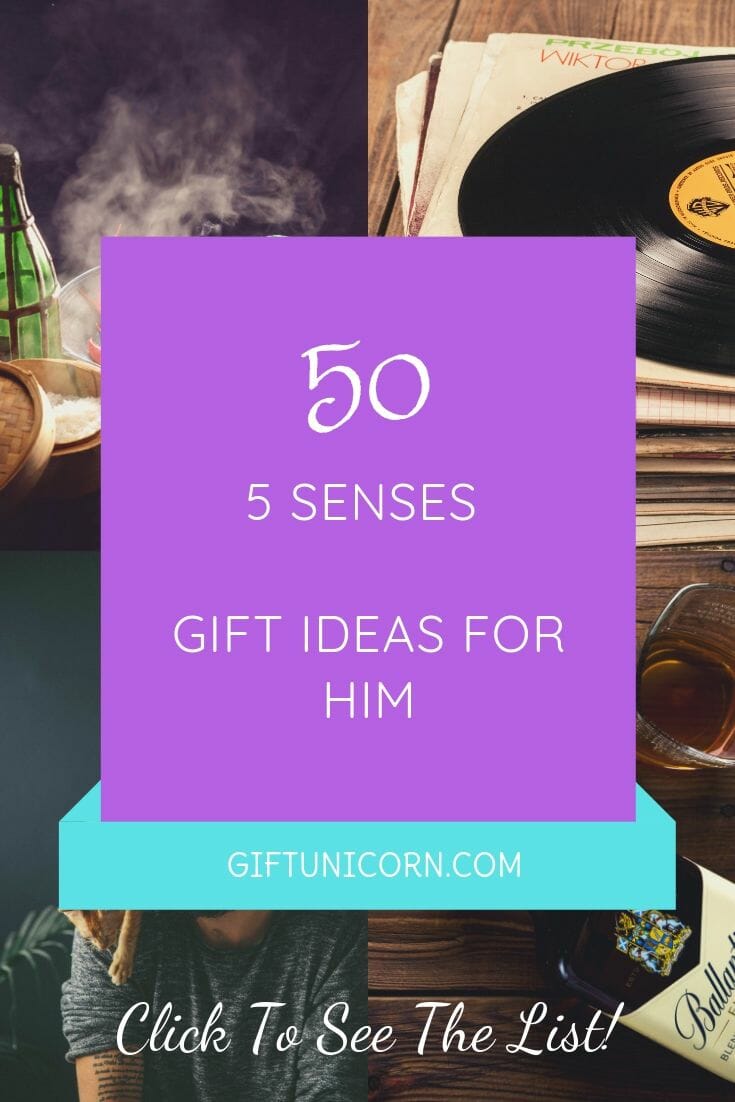 5 senses gift ideas for him pin image