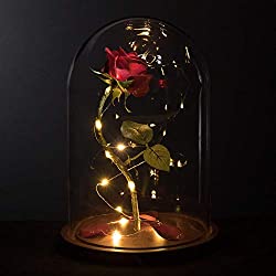 LED rose in glass dome