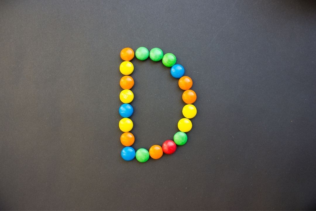 letter D made of sweets