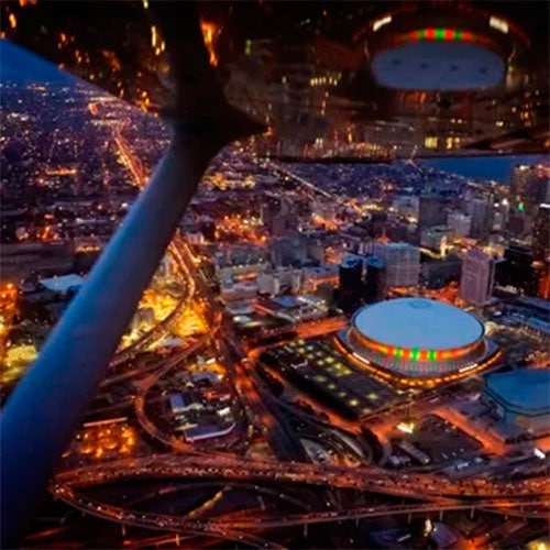 New Orleans after dark aerial tour