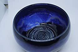 dark blue pottery shaving bowl