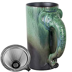 ceramic teacup green elephant mug