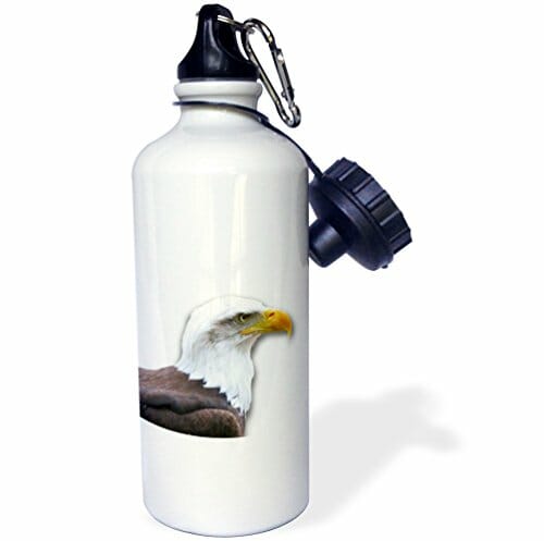 water bottle with the image of a bald eagle on it