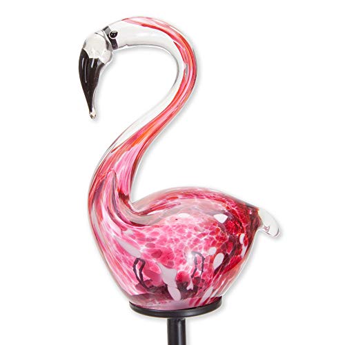 glass flamingo garden stake