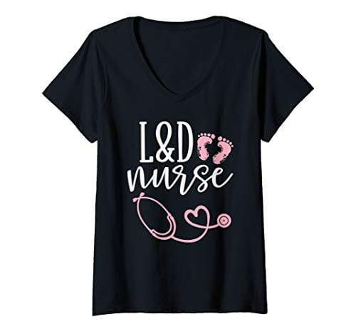 black tshirt with l & d nurse written on it