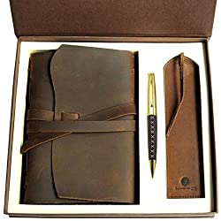 leather journal gift set