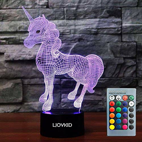 led unicorn lamp with purple