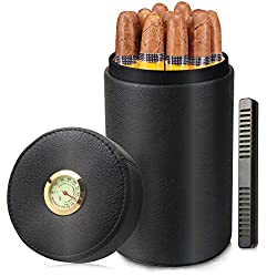 scotte leather and cedar wood cigar humidor canister
