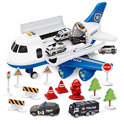 toy airplane with diecast toy cars