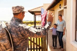 veteran soldier coming home to his family