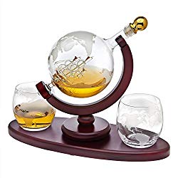 whiskey decanter globe set