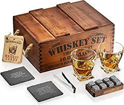 whiskey glass and stones set