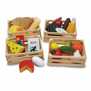 wooden play food set